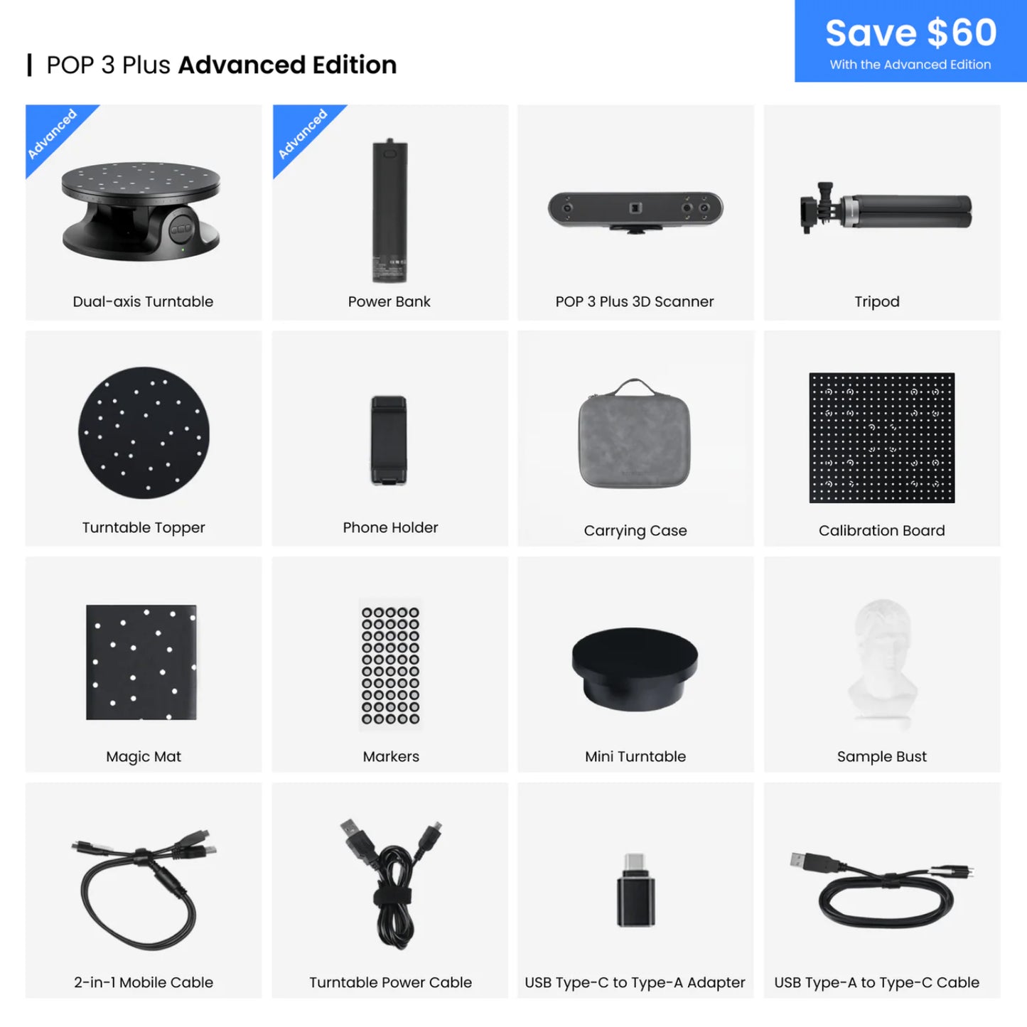 Revopoint POP 3 Plus Advanced Edition Handheld 3D Scanner POP3 PLUS-ADVANCED