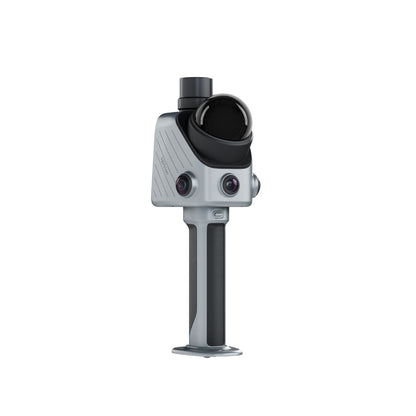 Left-side view of the FJD Trion X1 handheld LiDAR scanner with camera, LiDAR sensor and battery handle