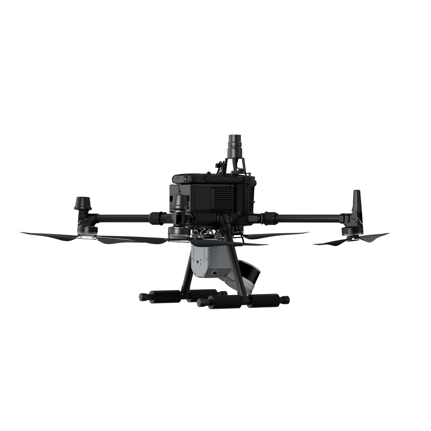 side view of the FJ Dynamics Trion S2 attached to DJI Drone  using the FJ Dynamics Trion S2 Drone Mount with RTK module for aerial surveying