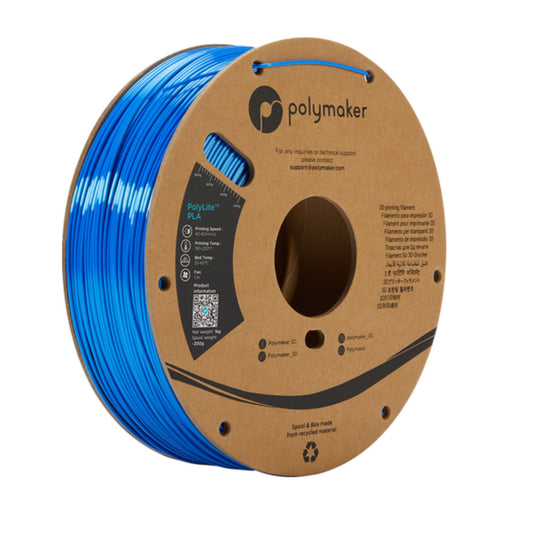 [RM-PL0374] Polymaker PolyLite PLA Filament (1.75 mm, 1 kg Spool, Silk Blue)