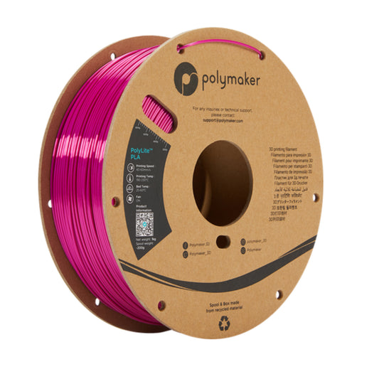 [RM-PL0373] Polymaker PolyLite PLA Filament (1.75 mm, 1 kg Spool, Silk Magenta)