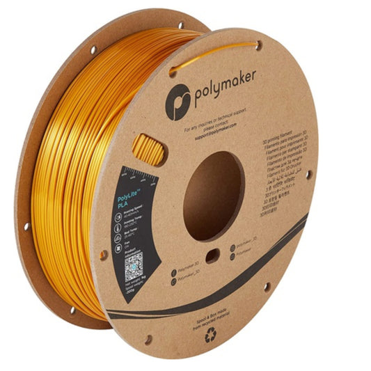 [RM-PL0371] Polymaker PolyLite PLA Filament (1.75 mm, 1 kg Spool, Silk Gold)