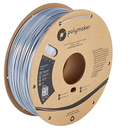 [RM-PL0370] Polymaker PolyLite PLA Filament (1.75 mm, 1 kg Spool, Silk Silver)