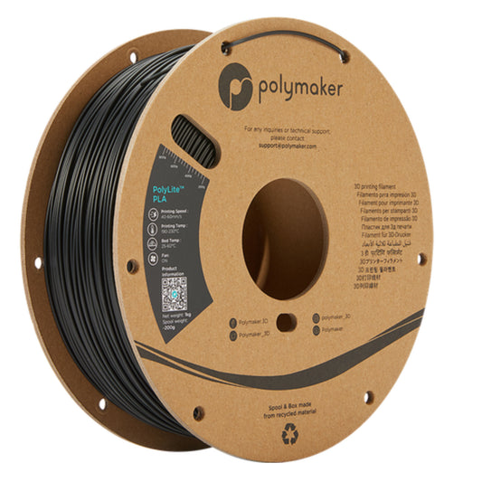 [RM-PL0339] Polymaker PolyLite PLA Filament (1.75 mm, 3 kg Spool, True Black)