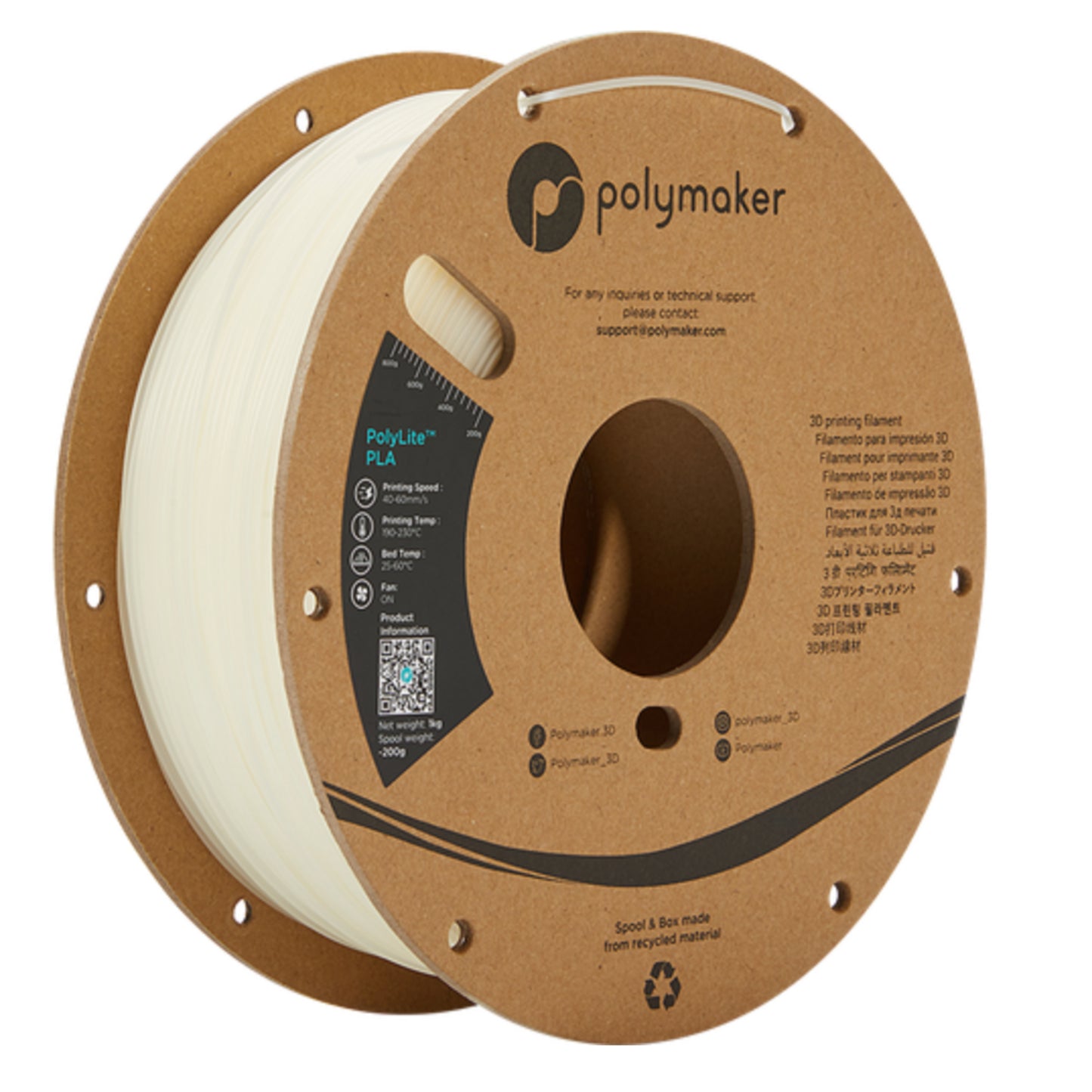 [RM-PL0231] Polymaker PolyLite PLA Filament (1.75 mm, 1 kg Spool, Natural)