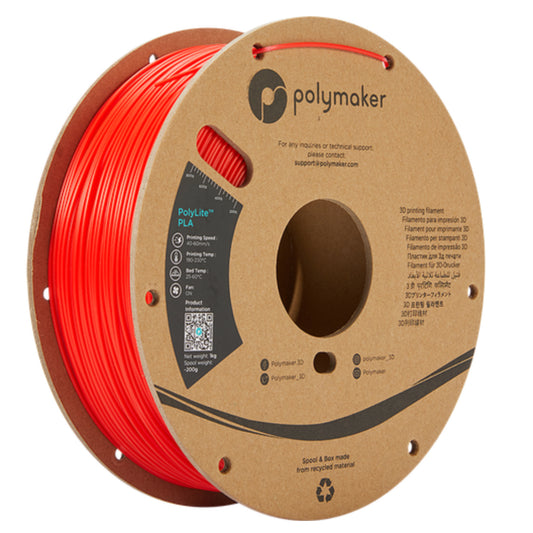 [RM-PL0229] Polymaker PolyLite PLA Filament (1.75 mm, 1 kg Spool, True Red)