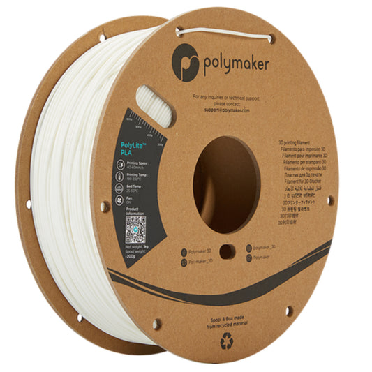 [RM-PL0228] Polymaker PolyLite PLA Filament (1.75 mm, 1 kg Spool, True White)