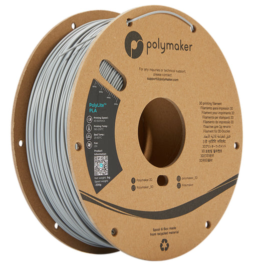 [RM-PL0227] Polymaker PolyLite PLA Filament (1.75 mm, 1 kg Spool, True Grey)