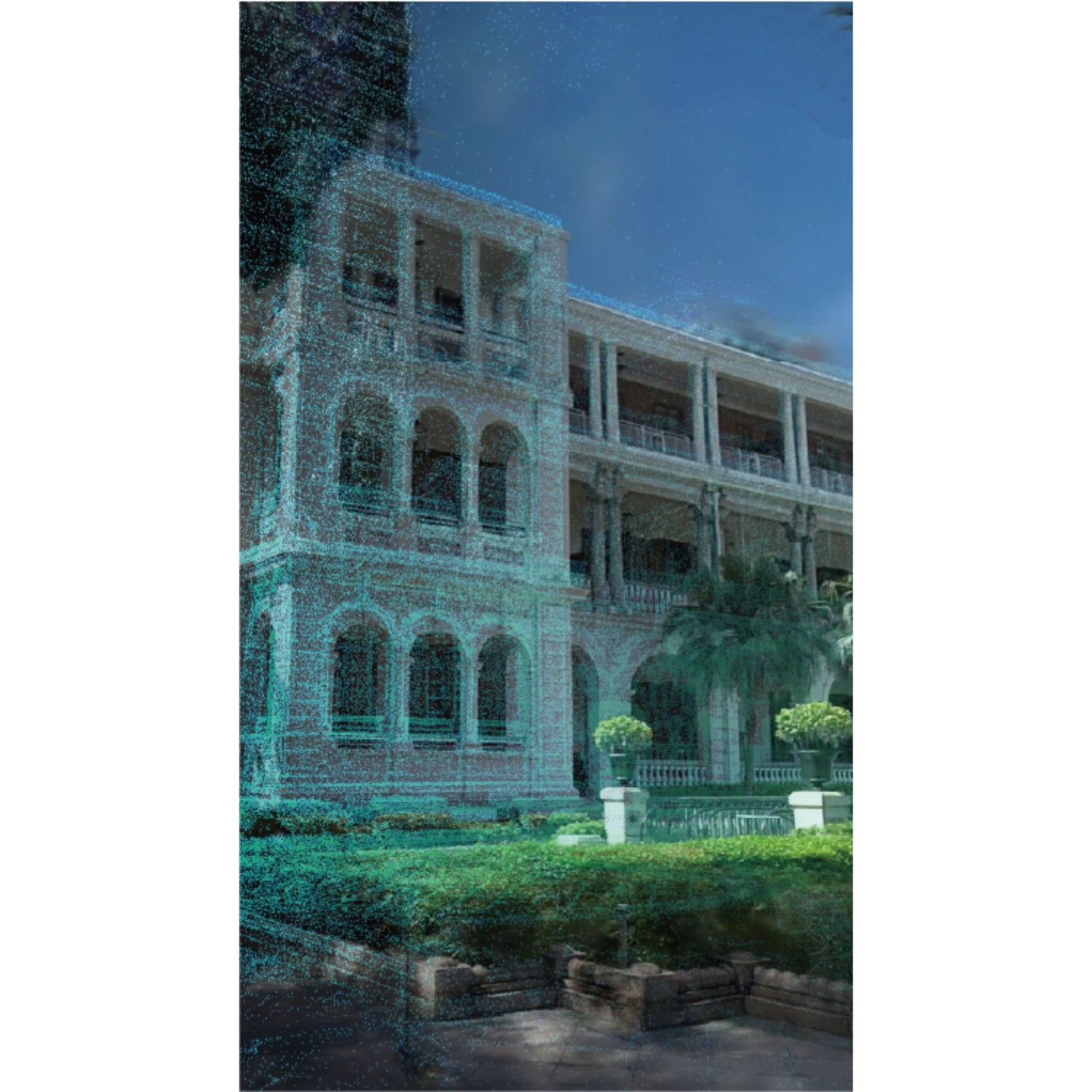 scanned school and outer area in pount cloud and colorized image data on XGRIDS LCC Studio software